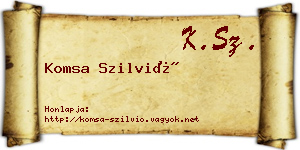 Komsa Szilvió névjegykártya